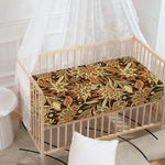 Vintage Brown Bohemian Floral Print Baby Crib Sheet