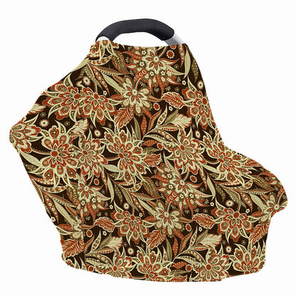Vintage Brown Bohemian Floral Print Baby Seat Cover