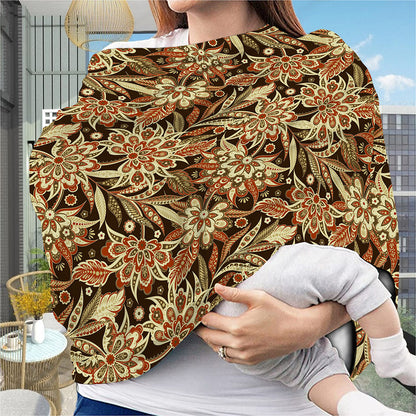 Vintage Brown Bohemian Floral Print Baby Seat Cover