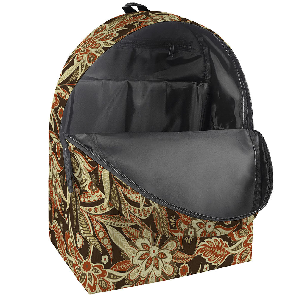 Vintage Brown Bohemian Floral Print Backpack