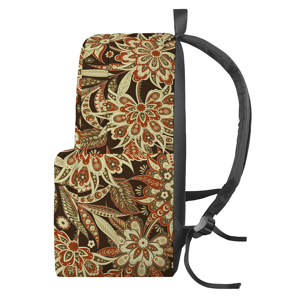 Vintage Brown Bohemian Floral Print Backpack