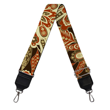 Vintage Brown Bohemian Floral Print Bag Strap