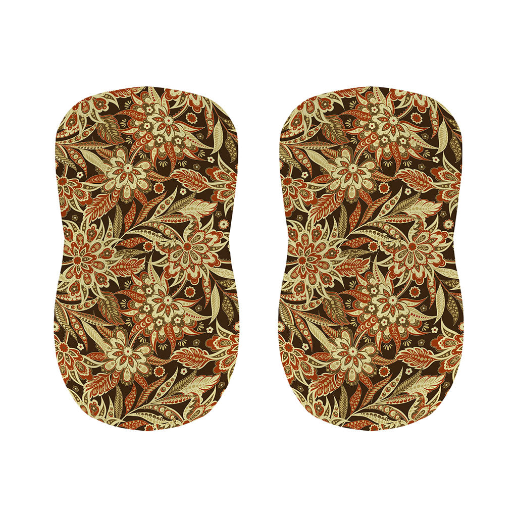 Vintage Brown Bohemian Floral Print Bar Stool Covers