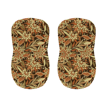 Vintage Brown Bohemian Floral Print Bar Stool Covers