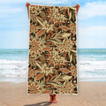 Vintage Brown Bohemian Floral Print Beach Towel