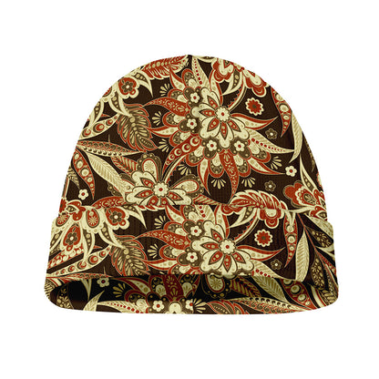 Vintage Brown Bohemian Floral Print Beanie