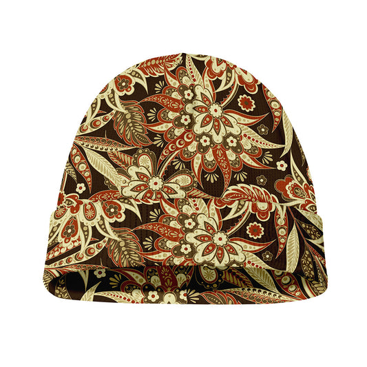 Vintage Brown Bohemian Floral Print Beanie