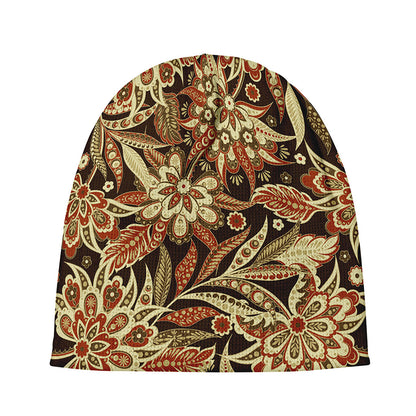Vintage Brown Bohemian Floral Print Beanie