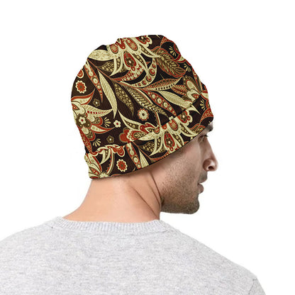 Vintage Brown Bohemian Floral Print Beanie