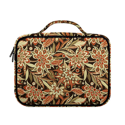 Vintage Brown Bohemian Floral Print Briefcase Bible Bag