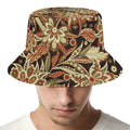 Vintage Brown Bohemian Floral Print Bucket Hat