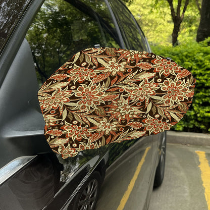 Vintage Brown Bohemian Floral Print Car Side Mirror Covers