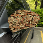 Vintage Brown Bohemian Floral Print Car Side Mirror Covers