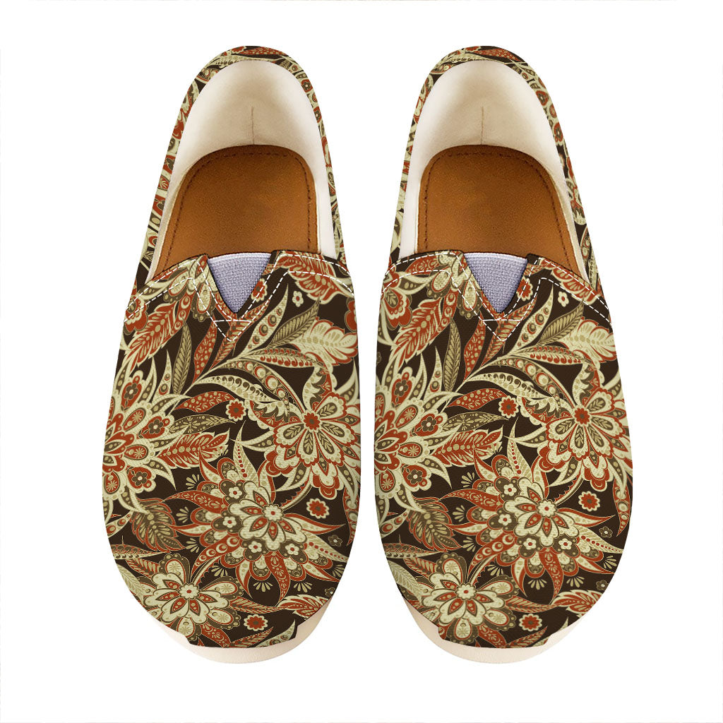 Vintage Brown Bohemian Floral Print Casual Shoes