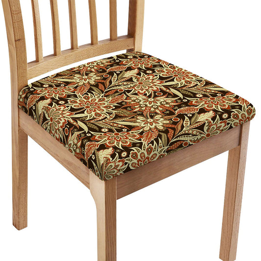 Vintage Brown Bohemian Floral Print Chair Cushion Cover