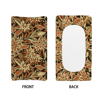 Vintage Brown Bohemian Floral Print Changing Pad Cover