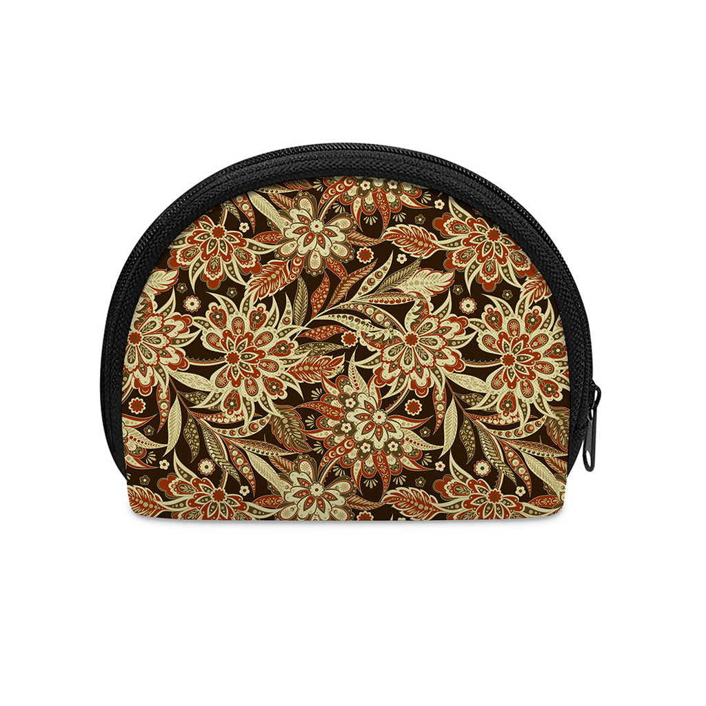 Vintage Brown Bohemian Floral Print Coin Purse