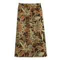 Vintage Brown Bohemian Floral Print Cotton Front Slit Maxi Skirt