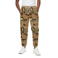 Vintage Brown Bohemian Floral Print Cotton Sweatpants