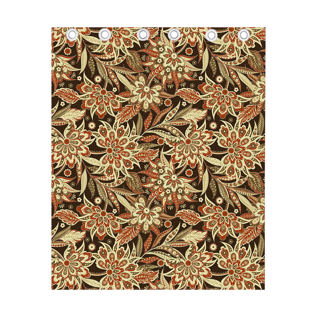 Vintage Brown Bohemian Floral Print Curtain