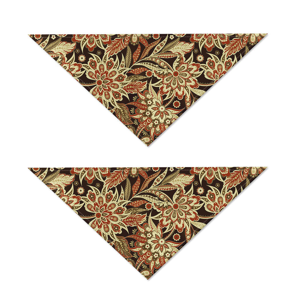 Vintage Brown Bohemian Floral Print Dog Bandana