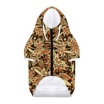 Vintage Brown Bohemian Floral Print Dog Zip Up Hoodie