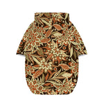 Vintage Brown Bohemian Floral Print Dog Zip Up Hoodie