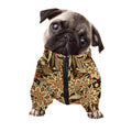 Vintage Brown Bohemian Floral Print Dog Zip Up Jacket