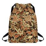 Vintage Brown Bohemian Floral Print Drawstring Backpack