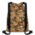 Vintage Brown Bohemian Floral Print Drawstring Backpack