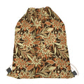 Vintage Brown Bohemian Floral Print Drawstring Bag