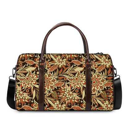 Vintage Brown Bohemian Floral Print Duffle Bag