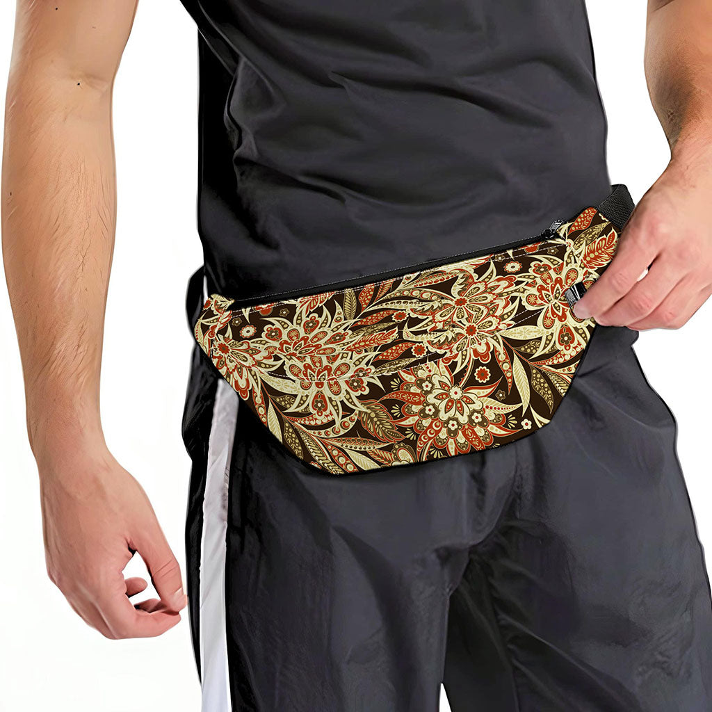 Vintage Brown Bohemian Floral Print Fanny Pack