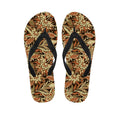 Vintage Brown Bohemian Floral Print Flip Flops