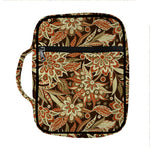 Vintage Brown Bohemian Floral Print Front Pocket Bible Bag