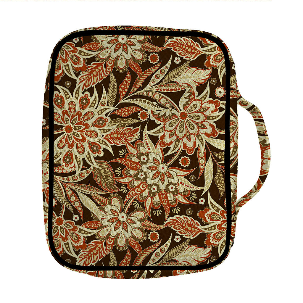 Vintage Brown Bohemian Floral Print Front Pocket Bible Bag