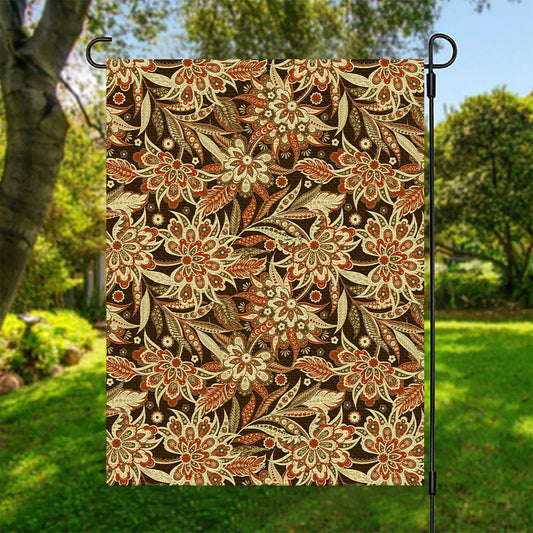 Vintage Brown Bohemian Floral Print Garden Flag