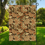 Vintage Brown Bohemian Floral Print Garden Flag