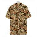 Vintage Brown Bohemian Floral Print Hawaiian Shirt