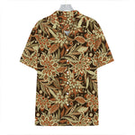 Vintage Brown Bohemian Floral Print Hawaiian Shirt