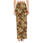 Vintage Brown Bohemian Floral Print High Slit Maxi Skirt