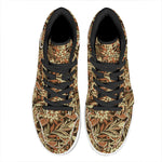 Vintage Brown Bohemian Floral Print High Top Leather Sneakers