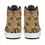 Vintage Brown Bohemian Floral Print High Top Leather Sneakers
