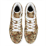 Vintage Brown Bohemian Floral Print High Top Leather Sneakers