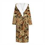 Vintage Brown Bohemian Floral Print Hooded Bathrobe