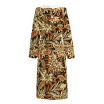 Vintage Brown Bohemian Floral Print Hooded Bathrobe
