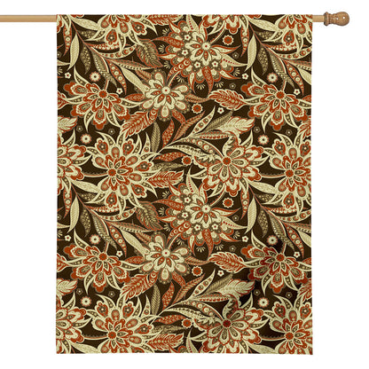 Vintage Brown Bohemian Floral Print House Flag