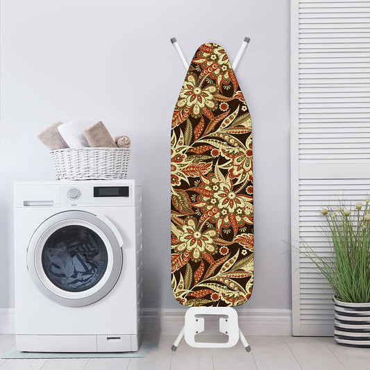 Vintage Brown Bohemian Floral Print Ironing Board Cover