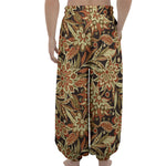 Vintage Brown Bohemian Floral Print Lantern Pants