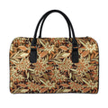 Vintage Brown Bohemian Floral Print Leather Duffel Bag